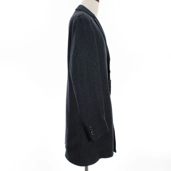 Cardinal of Canada NWT Top Coat Size 44R US Blue & Black Herringbone Wool/Cash